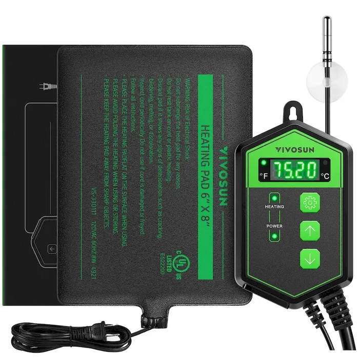 6 x 8 Inch Reptile Heat Mat and Digital Thermostat Combo