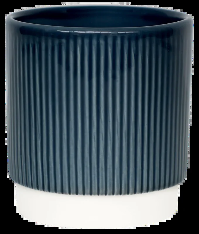 Athens Ceramic Reactive Glaze Indoor Ribbed Plant Pot Blue (13cm pot)