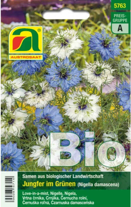 AUSTROSAAT Bio Jungfer im Grünen – Nigella damascena „blau & weiss“