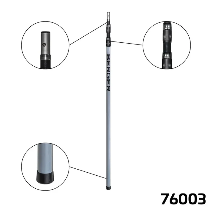 BERGER ArboRapid Ultra Light | 76003 | Grau/Schwarz | 3-teilig ausziehbare Teleskopstange, 2 Carbon- und 1 Glasfaser-Außenrohr „GFK“