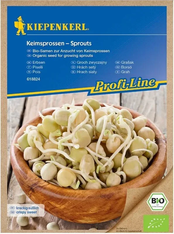 BIO Keimsprossen Erbsen, Inhalt: 50gr., knackig-süßlicher Geschmack, Bio-Samen zur ganzjährigen Anzucht von Keimsprossen