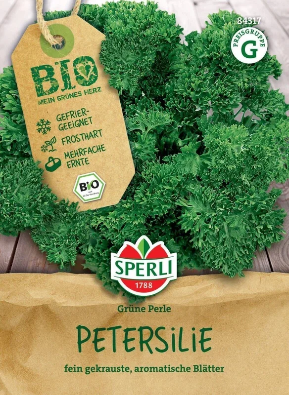 BIO Petersilie kraus, fein gekrauste aromatische Blätter, frosthart, Bio Saatgut von Sperli