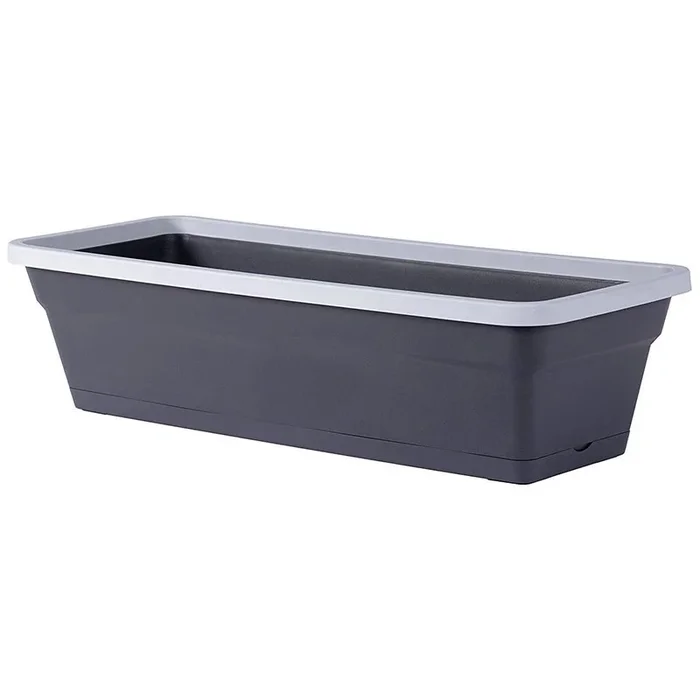 Blumenkasten STYLE 50 Kieselgrau/Anthrazitgrau +PLATTEN+STÜTZE 10.5L 50.8×20.3×15.2 – – EDA PLASTIK
