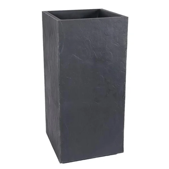 Blumenkübel quadratisch hoch Volcania 39.5×39.5x80cm 31L Anthrazit – EDA Kunststoffe