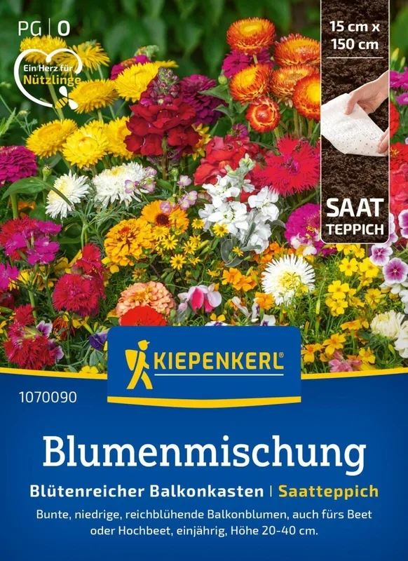 Blumenmischung Blütenreicher Balkonkasten, Saatteppich, reichblühende Mischung – Höhe 20-40 cm