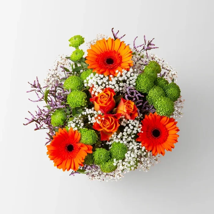 Blumenstrauß ‚Orange Overture‘, handgebunden