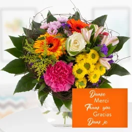 Blumenstrauß Farbenfroh + „Danke“ Karte