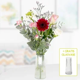 Blumenstrauß Pastellgrüße + gratis Glasvase