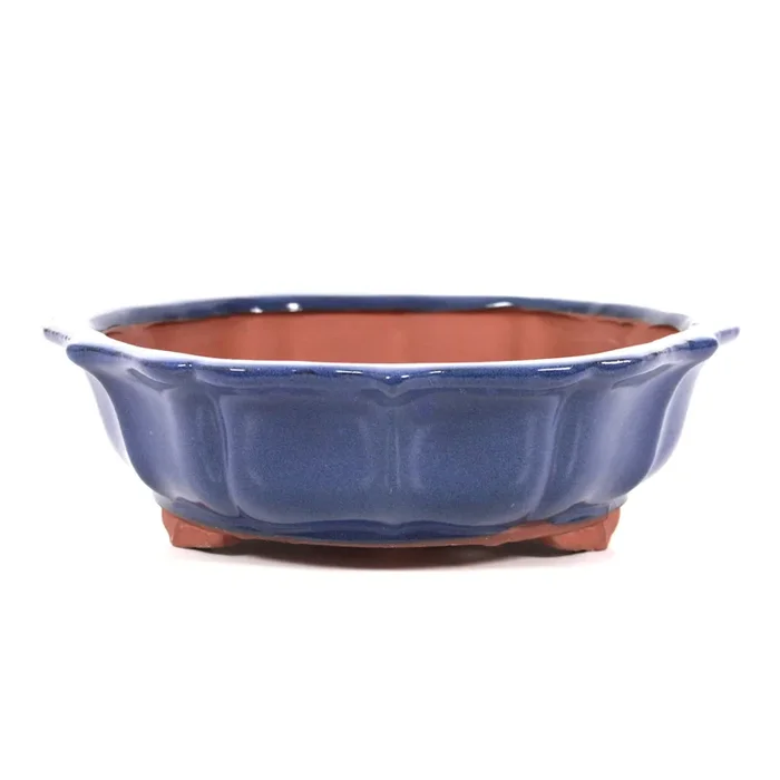 Bonsaischale 24x24x7 cm rund glasiert Farbe: blau