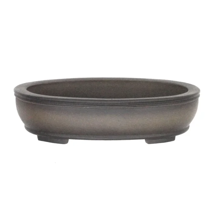 Bonsaischale aus Yixing 35x28x9 cm handgemacht antik-grau oval unglasiert frostfest