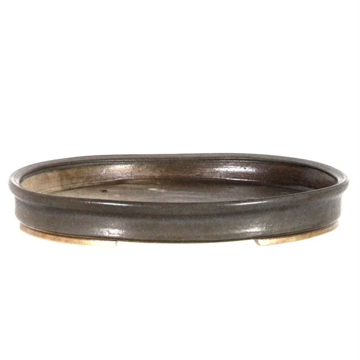 Bonsaischale handgetöpfert oval frostfest unikat 31 x 27 x 4 cm