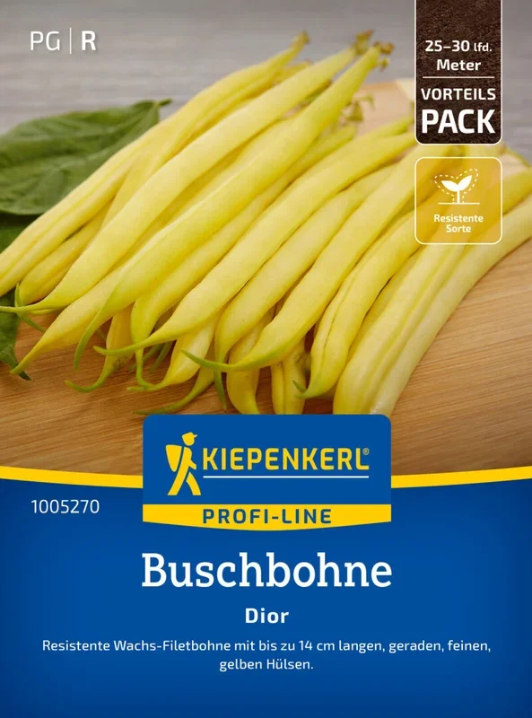 Buschbohne Dior, Vorteilspackung, gelbe Wachsbohne, widerstandsfähig, gefriergeeignet, Kiepenkerl
