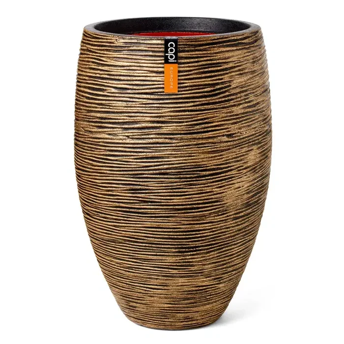 Capi Europe Pflanzvase ‚Deluxe‘, schwarz/gold, ca. Ø 38 x H 58 cm