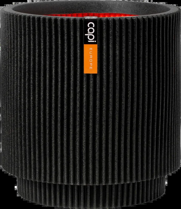 Capi Pflanztopf Zylinder „Groove“ 36×38 cm, schwarz