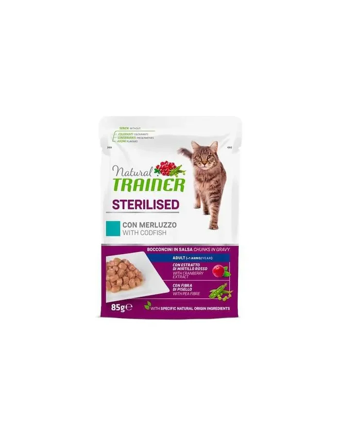 Chunks in Natural Trainer sterilisierter Sauce mit Kabeljau 85 gr