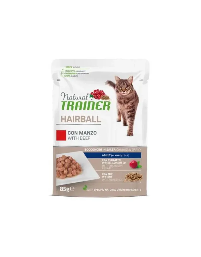 Chunks in Sauce für Cat Natural Trainer Hairball Adult mit Rind 85 gr