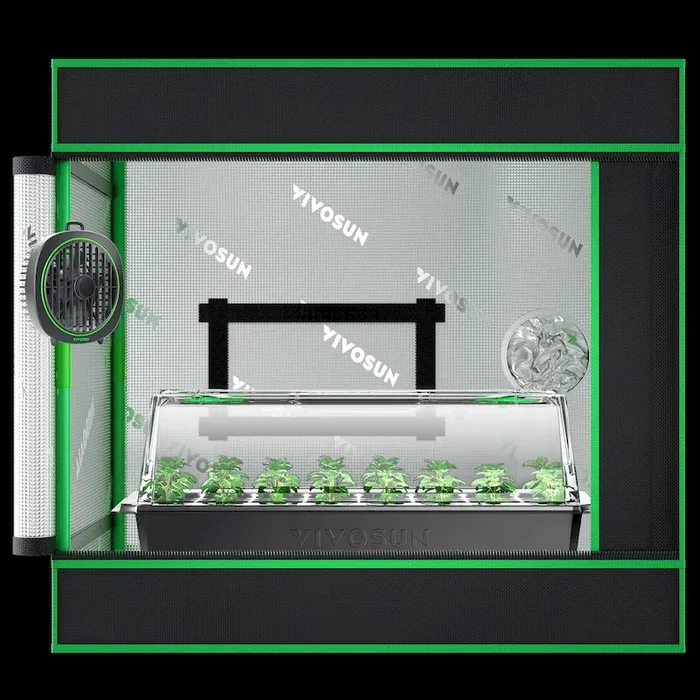Clone Tent Kit 20″x14″x21″, with Seed Starter Tray, Heat Mat, AeroWave D4 Clip Fan, and Rockwool Cubes