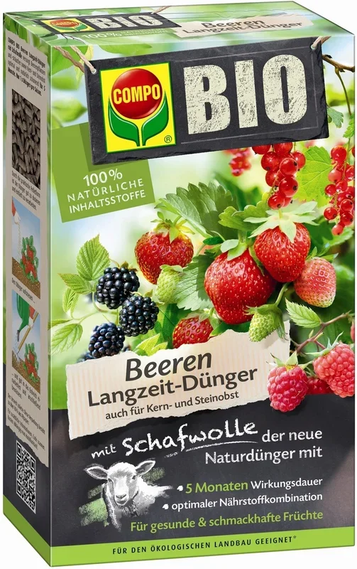 COMPO BIO Beeren Langzeit- Dünger mit Schafwolle, 750 g