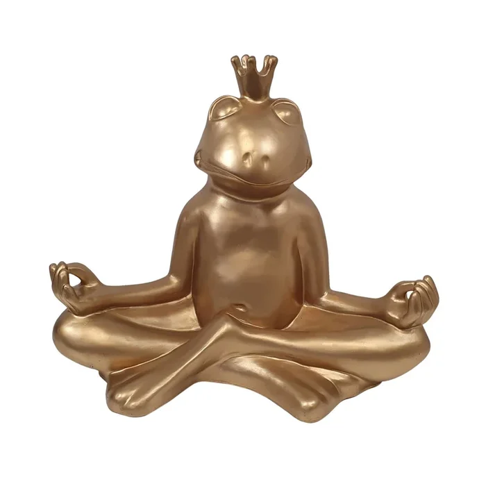 Dekofigur Frosch mit Krone, gold, 54 x 65 x 38 cm