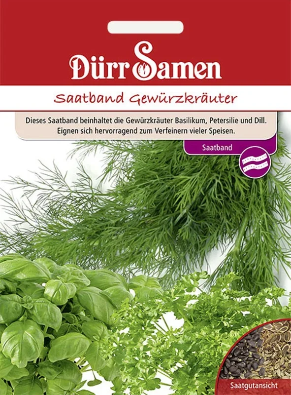 Dürr Samen Saatband Gewürzkräuter (Basilikum, Dill, Petersilie)