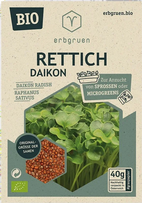 erbgruen Rettich Daikon – BIO Microgreens/Sprossen Samen