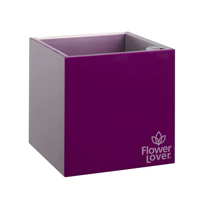 Flower Lover – Cubico selbstbewässernder Topf – 21x21cm – Violett
