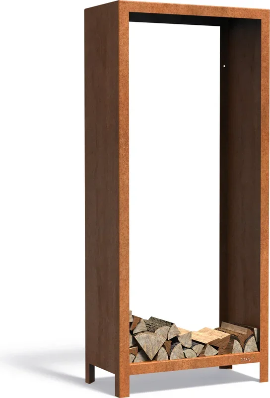 FORNO Holzaufbewahrung aus Cortenstahl, 150 x 40 x 180 cm