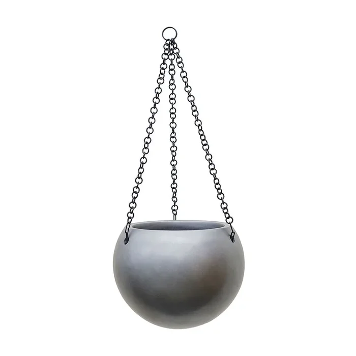 Gradient Hanging Plant Globe – Matt Grey