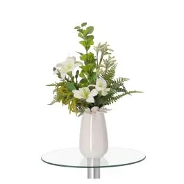 Handgebundener Kunstblumenstrauß Vivienne Madrid Weiss 45cm