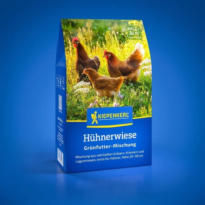 Hühnerwiese, 300 g, Mischung aus nahrhaften Gräsern, Kräutern und Leguminosen – speziell für Hühner