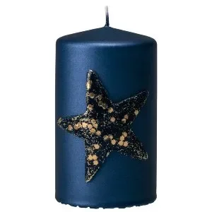 KERZE Stumpe „Noel“ 100/60, dunkelblau, 4 Stück