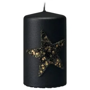 KERZE Stumpe „Noel“ 100/60, schwarz, 4 Stück