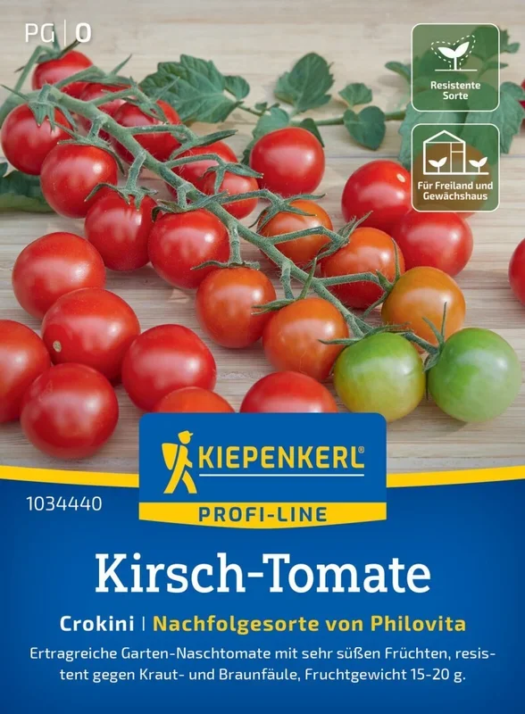Kirsch-Tomate Crokini, F1, ertragreiche Garten-Naschtomate – resistent – Fruchtgewicht 15-20 g