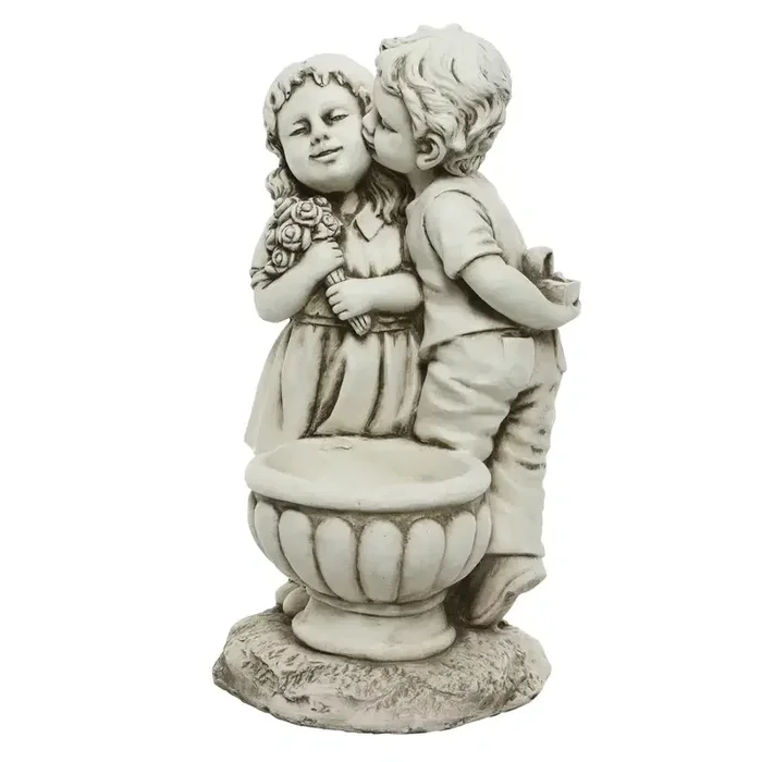 Kölle Statue ‚Kinder am Brunnen‘, creme, Höhe ca. 61 cm