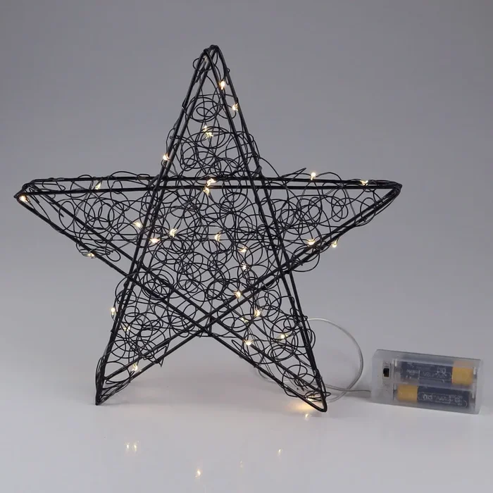 LED Stern, 30 LEDs, schwarz, Metall, Ø 25 cm