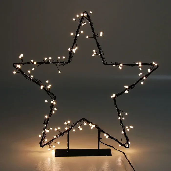 LED Stern auf Fuß, 120 LEDs, silber