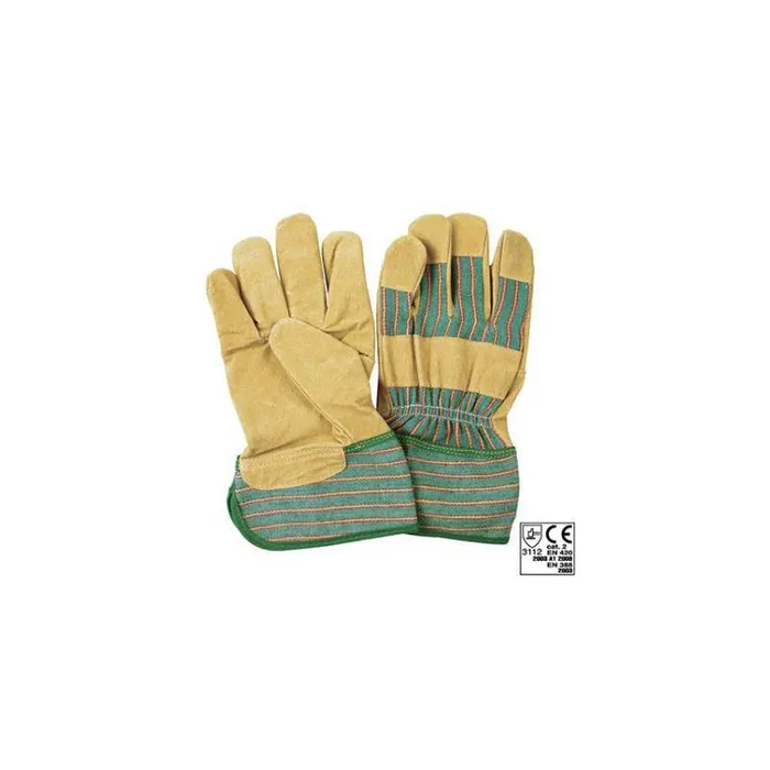 LEDERHANDSCHUH + GESTREIFTE LEINWAND Größe XL