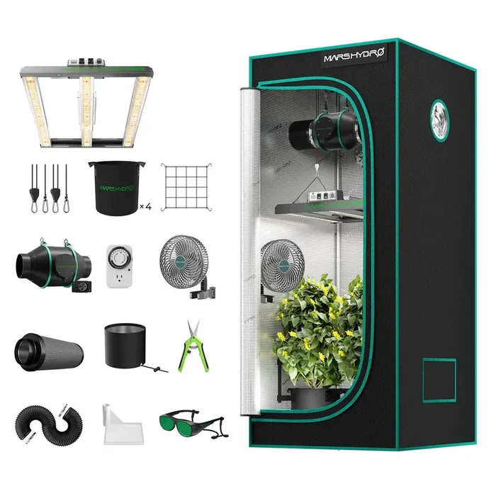 Mars Hydro FC-E1500 Growzelt Komplettset – 80x80x160cm, 150W LED, Smart Controller, Abluft