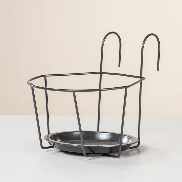Metall Balkontopfhänger Grau Groß – 14,5 cm