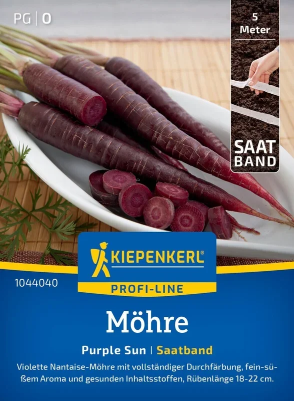 Möhre Purple Sun, F1, Saatband, Violette Nantaise-Möhre mit gesunden Inhaltsstoffen, resistent