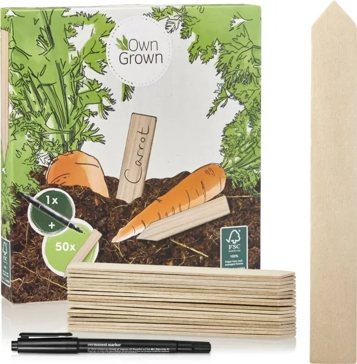 Own Grown 50er Stecketiketten-Set Holz Stäbe