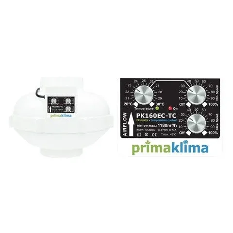 Prima Klima Rohrventilator PK160-EC-TC 160 mm – 1180 m3/Std, EC Motor + Temperatur geregelt