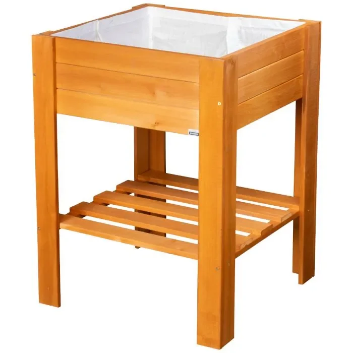 Quadratisches Hochbeet GreenBOX light kastanie für Balkon und Terrasse