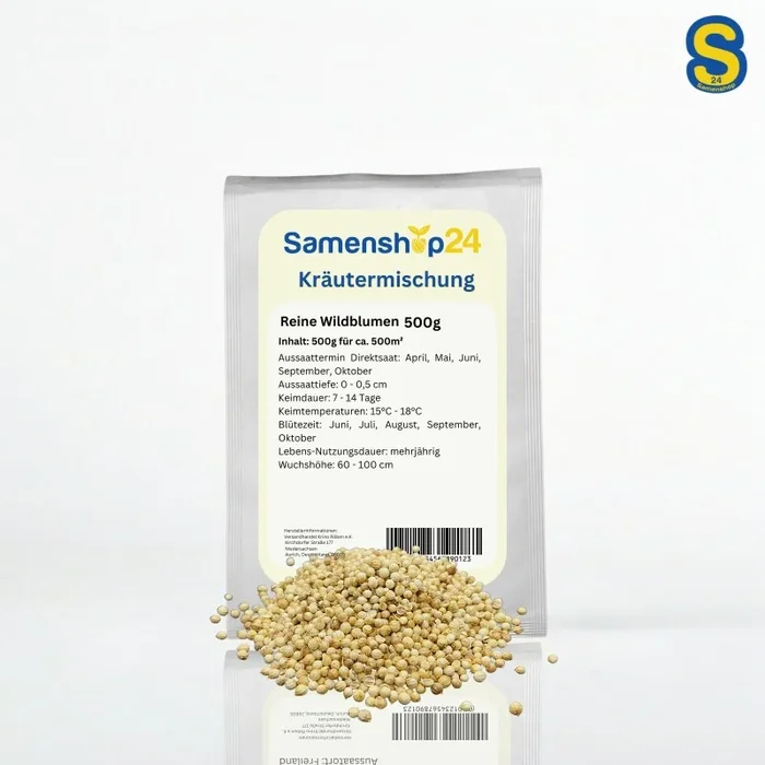 Reine Wildblumen & Kräutermischung | 500 g für 500 m² | Nahrungsquelle für Nützlinge