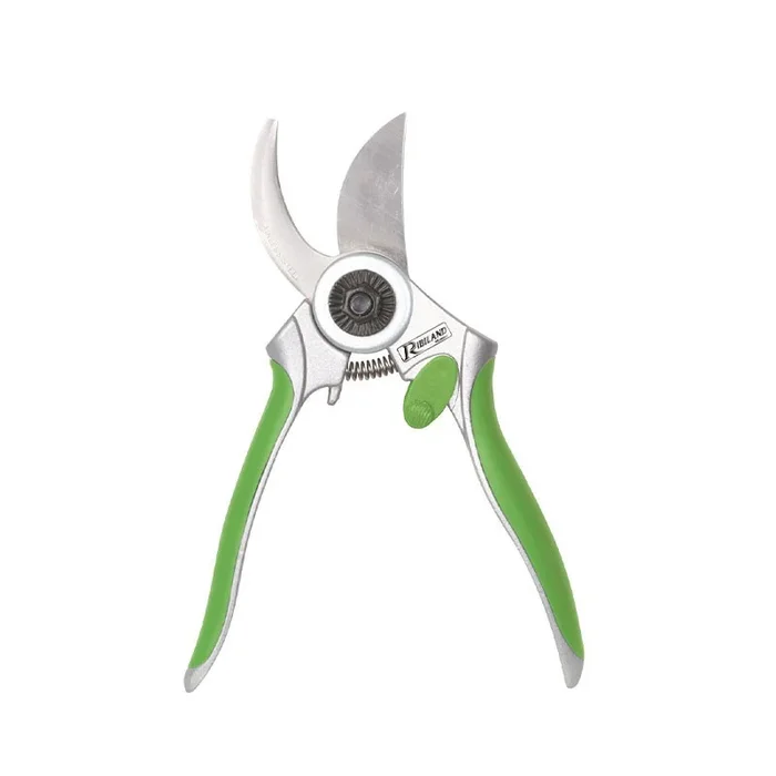 Ribiland – Gebogene Gartenschere Grün aus Edelstahl für Ø12mm max