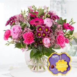 Rosa-Roter Blütentraum + Milka Kleines Dankeschön