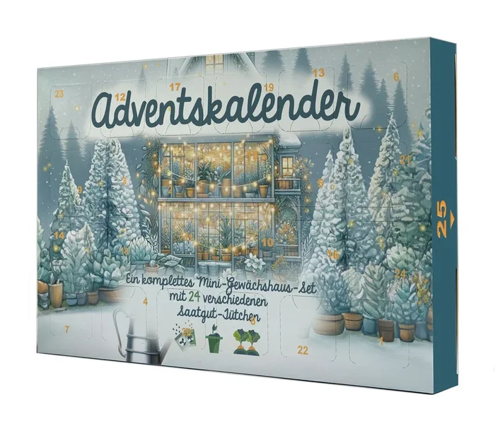 Saatgut Adventskalender mit Gewächshaus „Winterzauber“