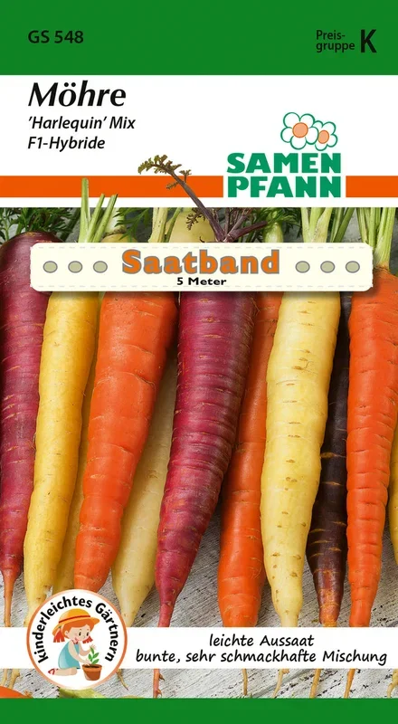 Samen Pfann Möhre Harlequin Mix Saatband