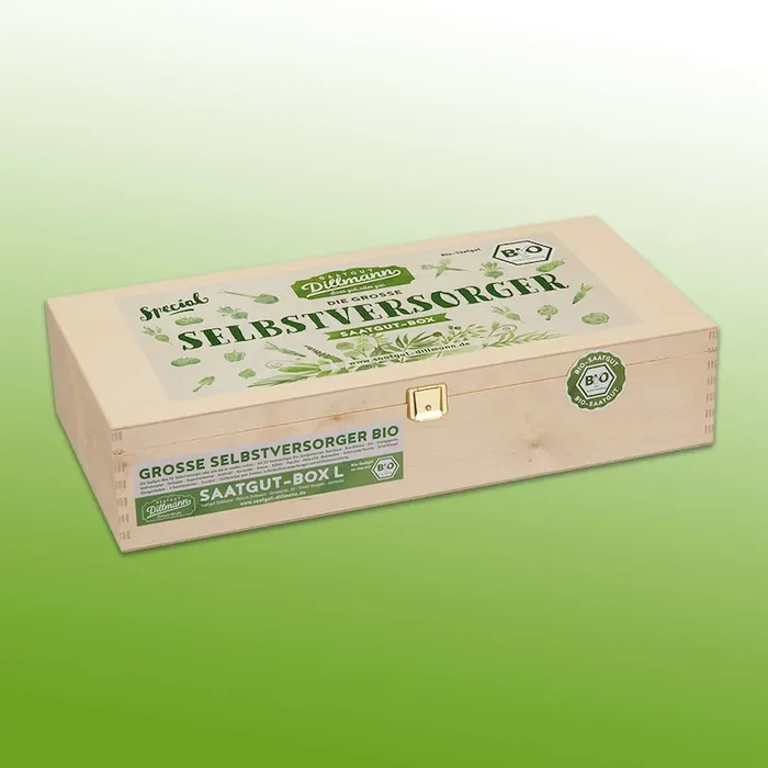 Selbstversorger Saatgut-Holzbox L Bio, 22 Tüten Bestellnummer 9947016