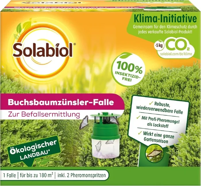 Solabiol Buchsbaumzünsler-Falle, Wirkt eine ganze Saison, Inhalt: 1 Falle + 2 Spritzen
